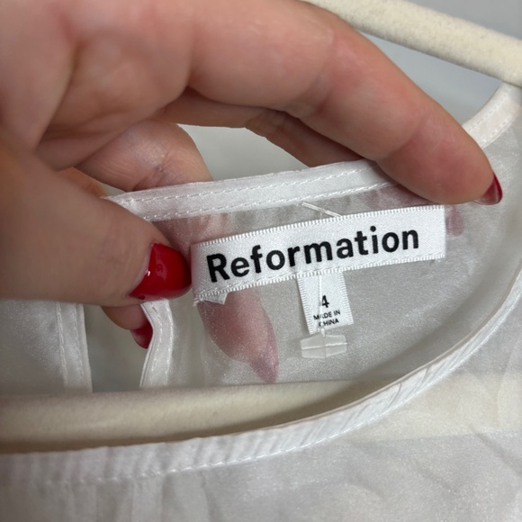 Reformation Vina Mesh Overlay Silk Minidress 4 Ivory - Picture 8 of 12